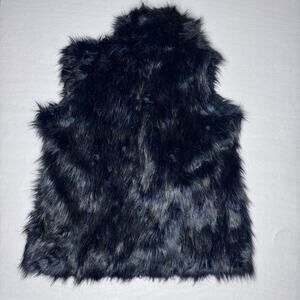 Black Furry Sleeveless Vest Plus Size